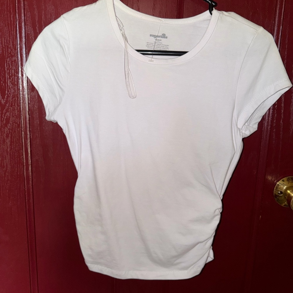 White Crewneck Short Sleeve Top - Unbranded
